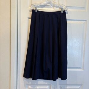 Vintage Koret Petite Navy Blue Pleated Skirt - Size 12